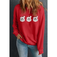 Red Sequin Father Christmas Patch Graphic Pullover Sweatshirt - 2XL thumbnail