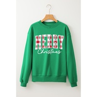 Dark Green Merry Christmas Heat Transfer Graphic Sweatshirt - 2XL thumbnail
