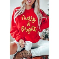 Red Merry & Bright Printed Christmas Pullover Sweatshirt - 2XL thumbnail