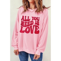 Pink ALL YOU NEED IS LOVE Valentines Slogan Printed Sweatshirt - L thumbnail