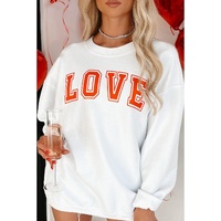 White LOVE Printed Crewneck Valentines Pullover Sweatshirt - XL thumbnail