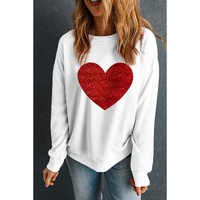 Beige Glitter Valentine Heart Shape Graphic Sweatshirt - M thumbnail
