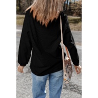 Black Merry & Bright Christmas Tree Pattern Corded Baggy Sweatshirt - 3XL thumbnail