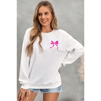 White Sweet Bow Printed Valentines Graphic Sweatshirt - 2XL thumbnail