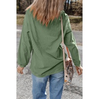 Grass Green Rhinestone lucky Clover Graphic Ribbed St Patrick Sweatshirt - S thumbnail