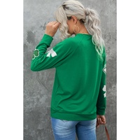 Green Sequin Bow Clover Graphic Pullover Sweatshirt - S thumbnail