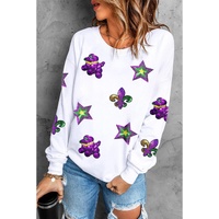 White Sequin Mardi Gras Element Graphic Crewneck Sweatshirt - XL thumbnail