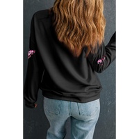 Black Sequined Crawfish Graphic Drop Shoulder Sweatshirt - S thumbnail