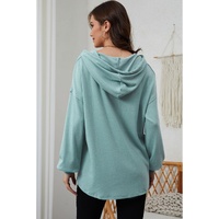 Azura Exchange High and Low Hem Hoodie with Buttoned Detail - M thumbnail