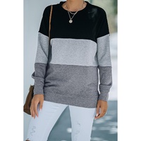 Azura Exchange Black Contrast Stitching Sweatshirt with Slits - S thumbnail