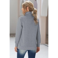 Azura Exchange Quilted Stand Neck Pullover Sweatshirt with Fake Front Pocket - S thumbnail