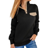Azura Exchange Quilted Stand Neck Sweatshirt with Fake Front Pocket - L thumbnail