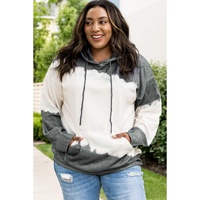Azura Exchange Gray Tie-Dyed Color Block Plus Size Hoodie - 2X thumbnail