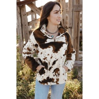 Azura Exchange Cow Print Fleece Sweatshirt - L thumbnail