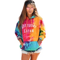 Azura Exchange Not Today Satan Tie Dye Hoodie - 95% Polyester 5% Elastane - S thumbnail