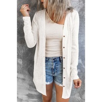 White Solid Color Open-Front Buttons Cardigan - S thumbnail