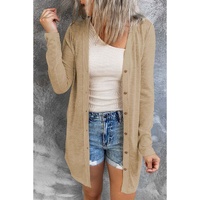 Solid Color Open-Front Buttons Cardigan - M thumbnail