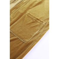 Yellow Velvet Open Front Pocketed Long Duster - M thumbnail