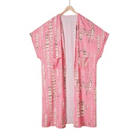 Pink Bohemian Tie Dye Oversize Long Kimono - One Size thumbnail