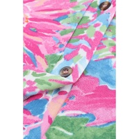 Pink Flower Print Long Sleeve Button Up Cardigan - M thumbnail