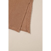 Chestnut Long Waffle Knit Cardigan with Pockets - L thumbnail