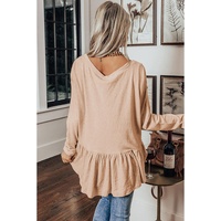 Jet Stream Ruffled V Neck Buttoned V Neck Shirt - L thumbnail