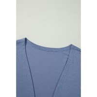 Ashleigh Blue Solid Color Rib Knit Open Front Tunic Cardigan - S thumbnail