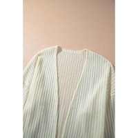 Beige Textured Lantern Sleeve Open Kimono - S thumbnail