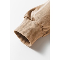 Light French Beige Ribbed Edge Exposed Seam Knit Cardigan with Pockets - L thumbnail