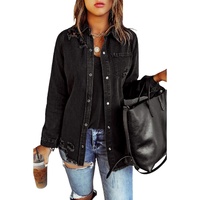 Black Ripped Denim Jacket - 2XL thumbnail