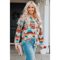 Azura Exchange Multicolor Aztec Print Long Sleeve Shirt - M thumbnail