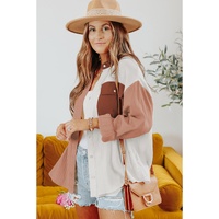 Azura Exchange Textured Color Block Long Sleeve Shirt with Pocket - L thumbnail