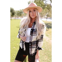 Azura Exchange Plaid Print Shirt with Distressed Raw Edge - L thumbnail