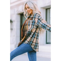 Azura Exchange Color Block Plaid Shirt with Buttoned Details - L thumbnail