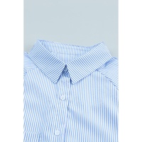 Azura Exchange Striped Boyfriend Shirt with Smocked Cuffs and Pocket - L thumbnail