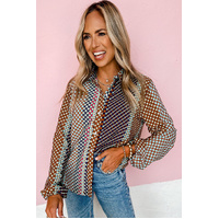 Azura Exchange Long Sleeve Dot Print Button Down Shirt - L thumbnail