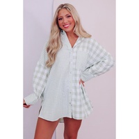 Azura Exchange Checked Patchwork Long Sleeve Shirt - M thumbnail