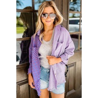 Azura Exchange Plaid Button Down Long Sleeve Shirt with Chest Pocket - L thumbnail