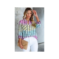 Azura Exchange Vibrant Tie Dye Plaid Button Up Shirt - M thumbnail