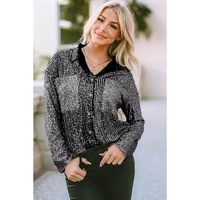 Azura Exchange Sequin Color Block Patch Pocket Shirt - M thumbnail