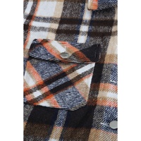 Geometric Plaid Print Pocketed Shacket - 2XL thumbnail