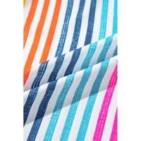 Orange Stripe Multicolor Drop Shoulder Loose Shirt - L thumbnail