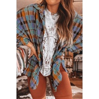 Orange Plaid Print Loose Vintage Shirt - 2XL thumbnail