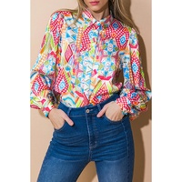 Multicolour Abstract Printed Long Sleeve Casual Shirt - XL thumbnail