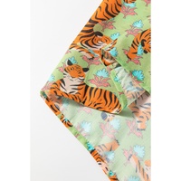 Green Tiger Floral Printed Collared V Neck Casual Shirt - L thumbnail