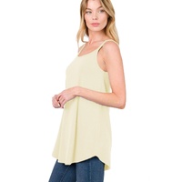 Apricot Spaghetti Strap V-Neck Flowy Tunic Tank Top - S thumbnail