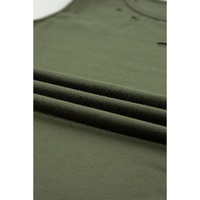 Jungle Green Solid Color Distressed Holes Crew Neck Tank Top - L thumbnail