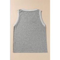 Gray Ribbed V Neck Tank - M thumbnail