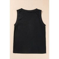 Black Ribbed V Neck Tank - M thumbnail