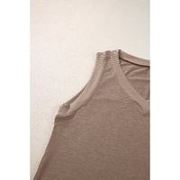 Simply Taupe Ribbed V Neck Tank - L thumbnail